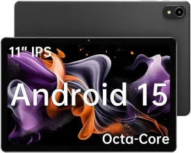 11" Tablet, 2025 Android 15 with Octa-core Processor, 8GB 128GB, 1TB Expandtion, 7000mAh Battery, HD IPS Large tableta,WiFi 6&BT5.0, Support GMS (Black, Case not Included)