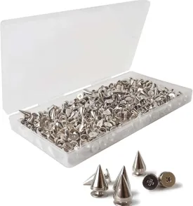 200 Pcs Cone Studs and Spikes Punk Rivets Metal Spikes Studs with Screwbacks for Clothing Leather Craft Belt Bag