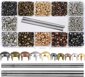 2700 Pcs Mixed Color Claw Beads Nailhead Round Dome Studs Assorted Kit with Setter Storage Box Punk Rivets Studs and Spikes for Leather Craft Clothes Belt Bag Shoes Bracelet Dog Collar Accessories DIY