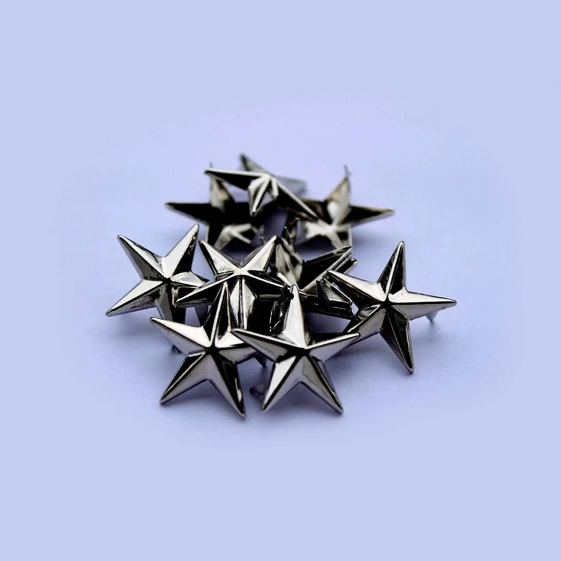 50 Pieces Star-Shaped Studs with Spikes - Hand Pressed Nail Head Rivets 10Mm Gun Metal