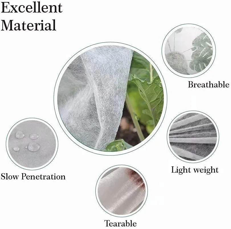 Agfabric Plant Covers Freeze Protection 39''Hx39''Dia 0.55oz Plant Frost Protection Covers Garden Plant Cover Drawstring Bags Winter Frost pests Protection,White