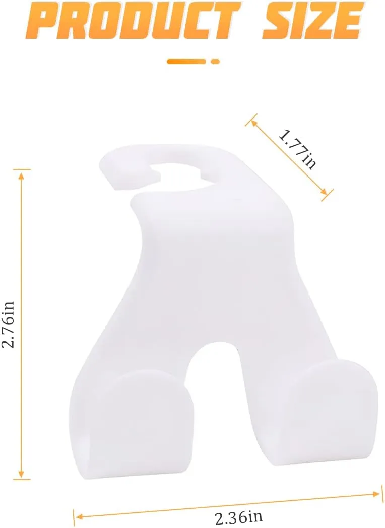 AICEL Car Seat Headrest Hook, 4 Pack Purse Hooks for Auto, 2 in 1 Durable Seat Back Hanger, Storage Organizer Phone Holder for Automotive Interior, Universal for Handbag Coat Grocery (White)