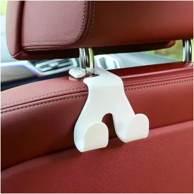 AICEL Car Seat Headrest Hook, 4 Pack Purse Hooks for Auto, 2 in 1 Durable Seat Back Hanger, Storage Organizer Phone Holder for Automotive Interior, Universal for Handbag Coat Grocery (White)