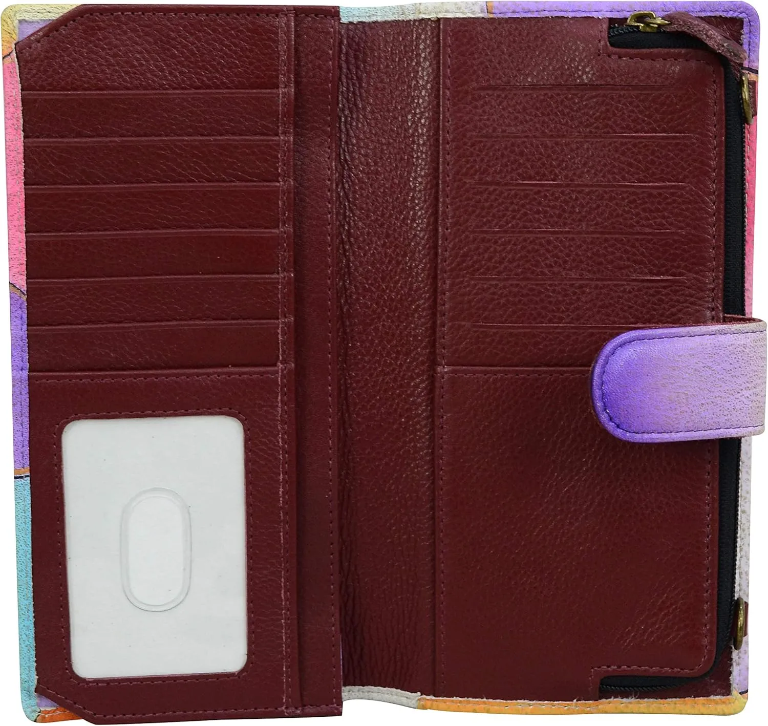 Anna by Anuschka Women's Hand-Painted Genuine Leather Bi-Fold Wallet With Strap