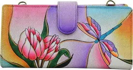 Anna by Anuschka Women's Hand-Painted Genuine Leather Bi-Fold Wallet With Strap