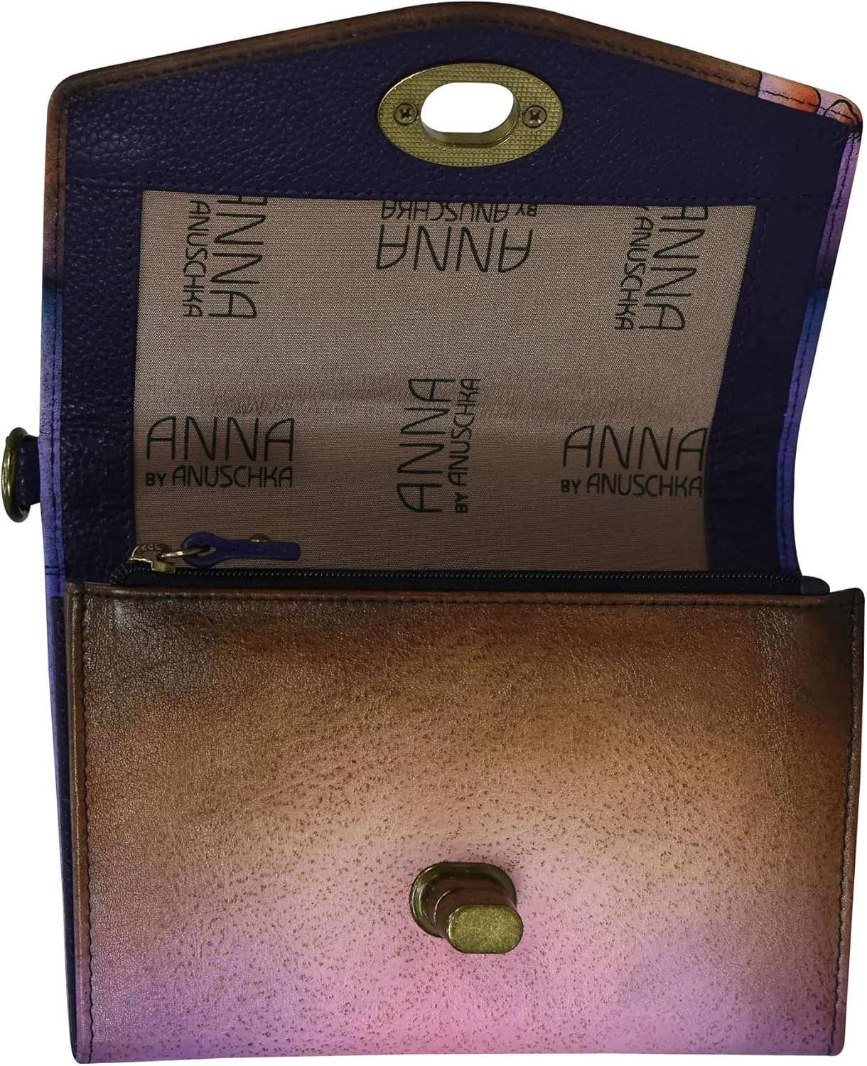Anna by Anuschka Women's Hand-Painted Genuine Leather Vintage Wristlet Clutch