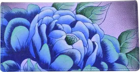 Anna by Anuschka Women's Hand Painted Leather Clutch Wallet-Precious Peony Eggplant