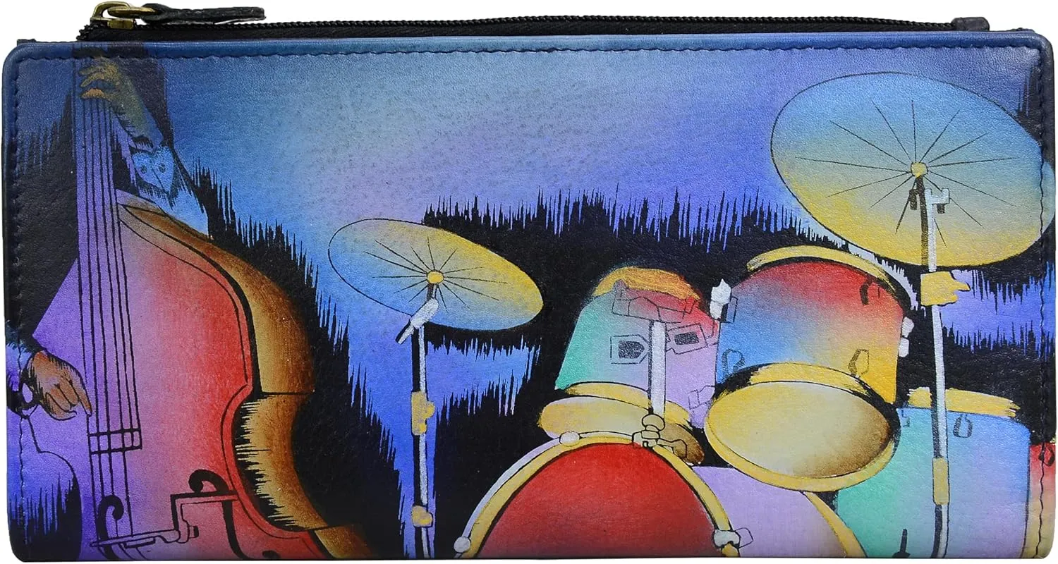 Anna by Anuschka Women's Handpainted Leather Two Fold Clutch Wallet