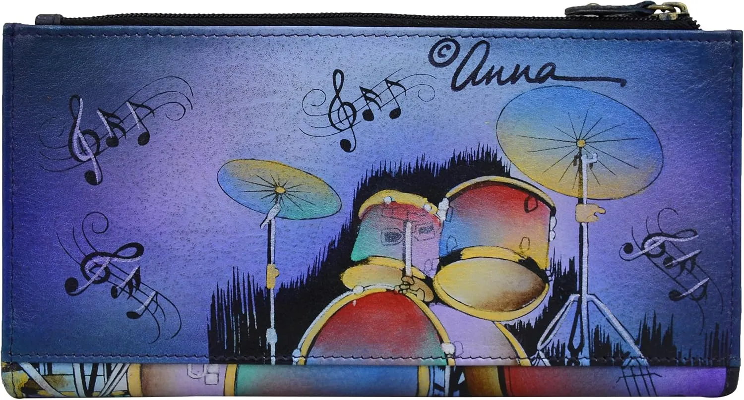 Anna by Anuschka Women's Handpainted Leather Two Fold Clutch Wallet