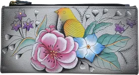 Anna by Anuschka Women's Handpainted Leather Two Fold Clutch Wallet