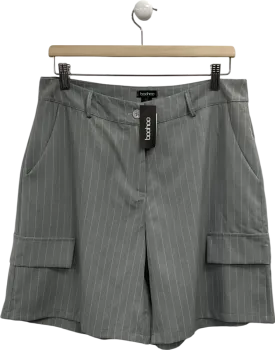 boohoo Grey Pinstripe Cargo Jort Culottes UK 12