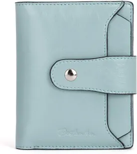 BOSTANTEN Women Leather Wallet RFID Blocking Small Bifold Zipper Pocket Wallet Card Case Purse with ID Window