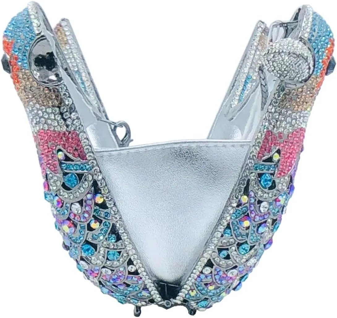 Boutique De FGG Bird Crystal Clutch Purses For Women Dressy Rhinestone Evening Bag Pigeon Prom Clutch Purse for Wedding,Mini