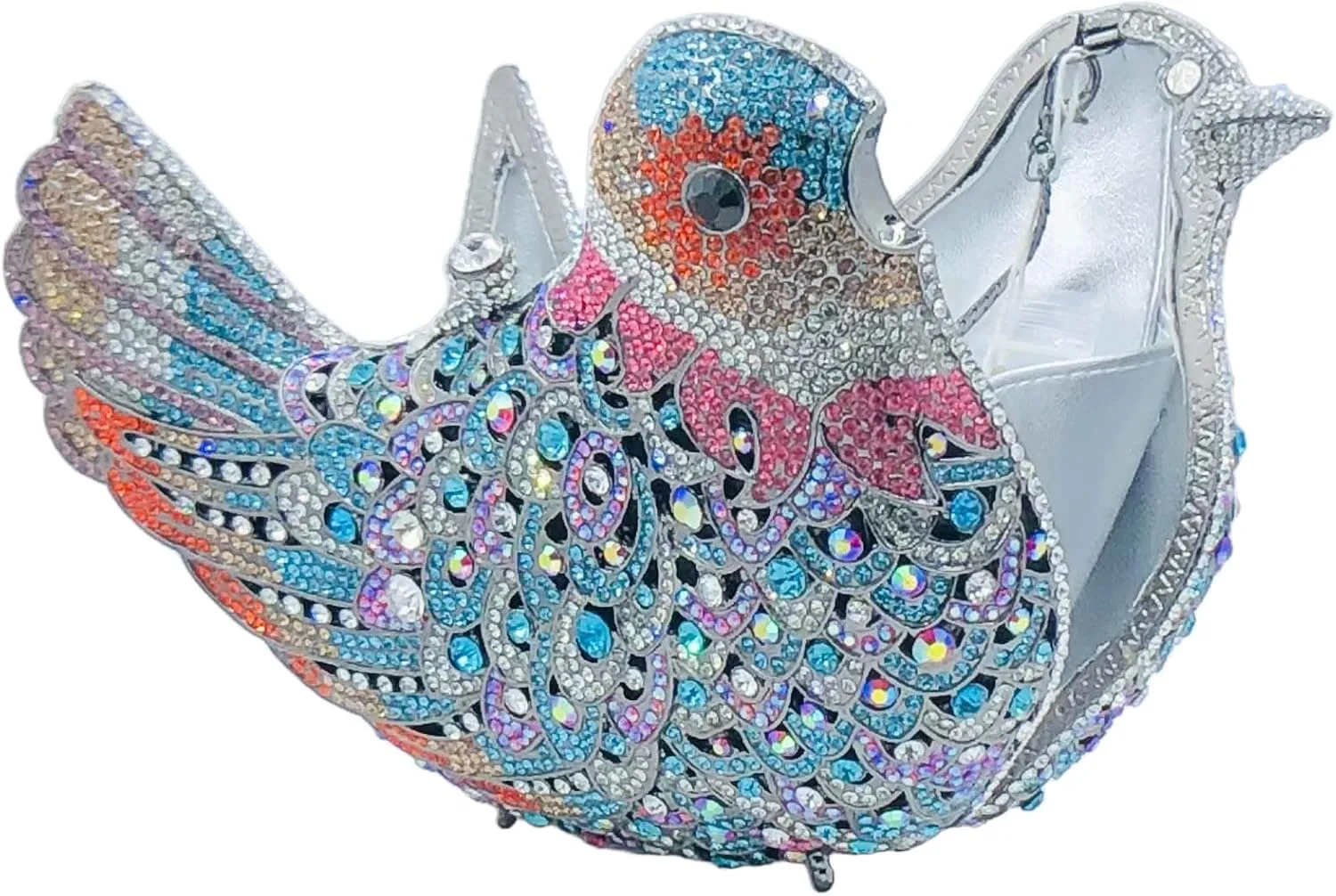 Boutique De FGG Bird Crystal Clutch Purses For Women Dressy Rhinestone Evening Bag Pigeon Prom Clutch Purse for Wedding,Mini