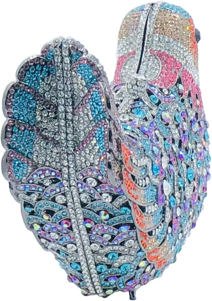 Boutique De FGG Bird Crystal Clutch Purses For Women Dressy Rhinestone Evening Bag Pigeon Prom Clutch Purse for Wedding,Mini