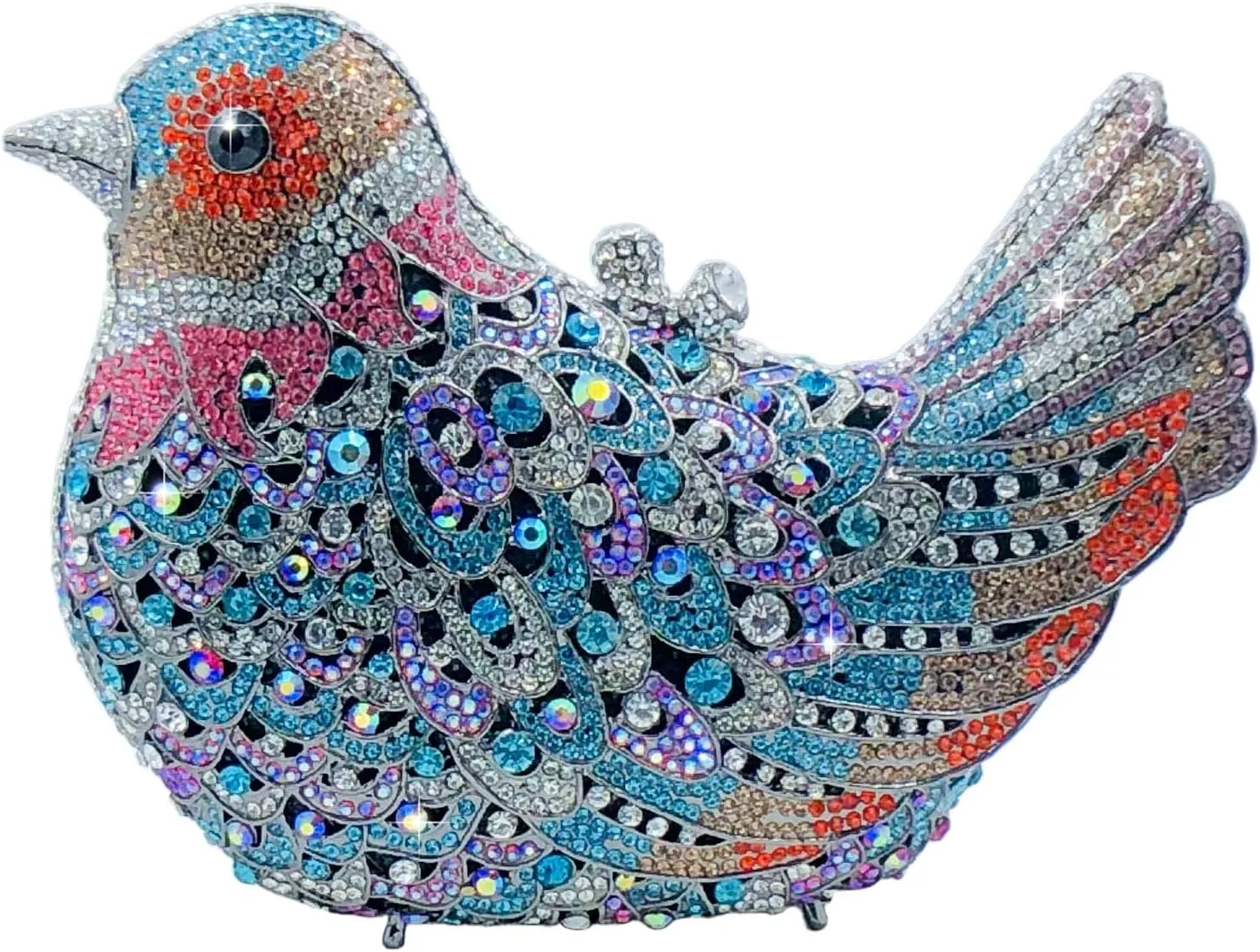 Boutique De FGG Bird Crystal Clutch Purses For Women Dressy Rhinestone Evening Bag Pigeon Prom Clutch Purse for Wedding,Mini