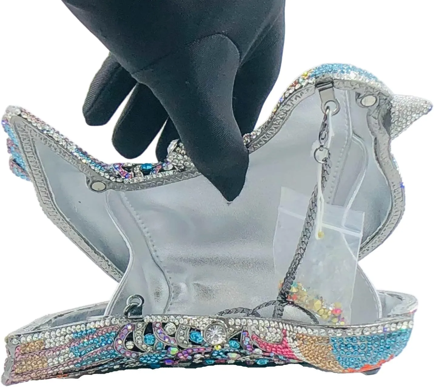 Boutique De FGG Bird Crystal Clutch Purses For Women Dressy Rhinestone Evening Bag Pigeon Prom Clutch Purse for Wedding,Mini