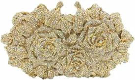 Boutique De FGG Dazzling Flower Evening Bags For Women Formal Party Rhinestone Handbags Wedding Crystal Clutch Purse,Mini