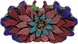Boutique De FGG Flower Rhinestones Clutch Evening Bags for Women Formal Party Crystal Clutch Purse Wedding Handbags,Mini