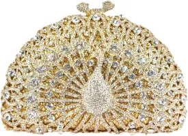 Boutique De FGG Peacock Clutch Bag Women Crystal Evening Handbags Bridal Wedding Rhinestone Clutch Purse Party Prom Bag,Mini