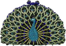 Boutique De FGG Peacock Clutch Bag Women Crystal Evening Handbags Bridal Wedding Rhinestone Clutch Purse Party Prom Bag,Mini