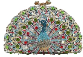 Boutique De FGG Peacock Clutch Bag Women Crystal Evening Handbags Bridal Wedding Rhinestone Clutch Purse Party Prom Bag,Mini