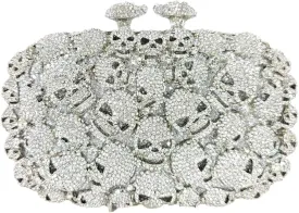 Boutique De FGG Skull Crystal Clutch Purse for Women Formal Rhinestone Clutch Evening Bag Halloween Minaudiere Handbag,Mini