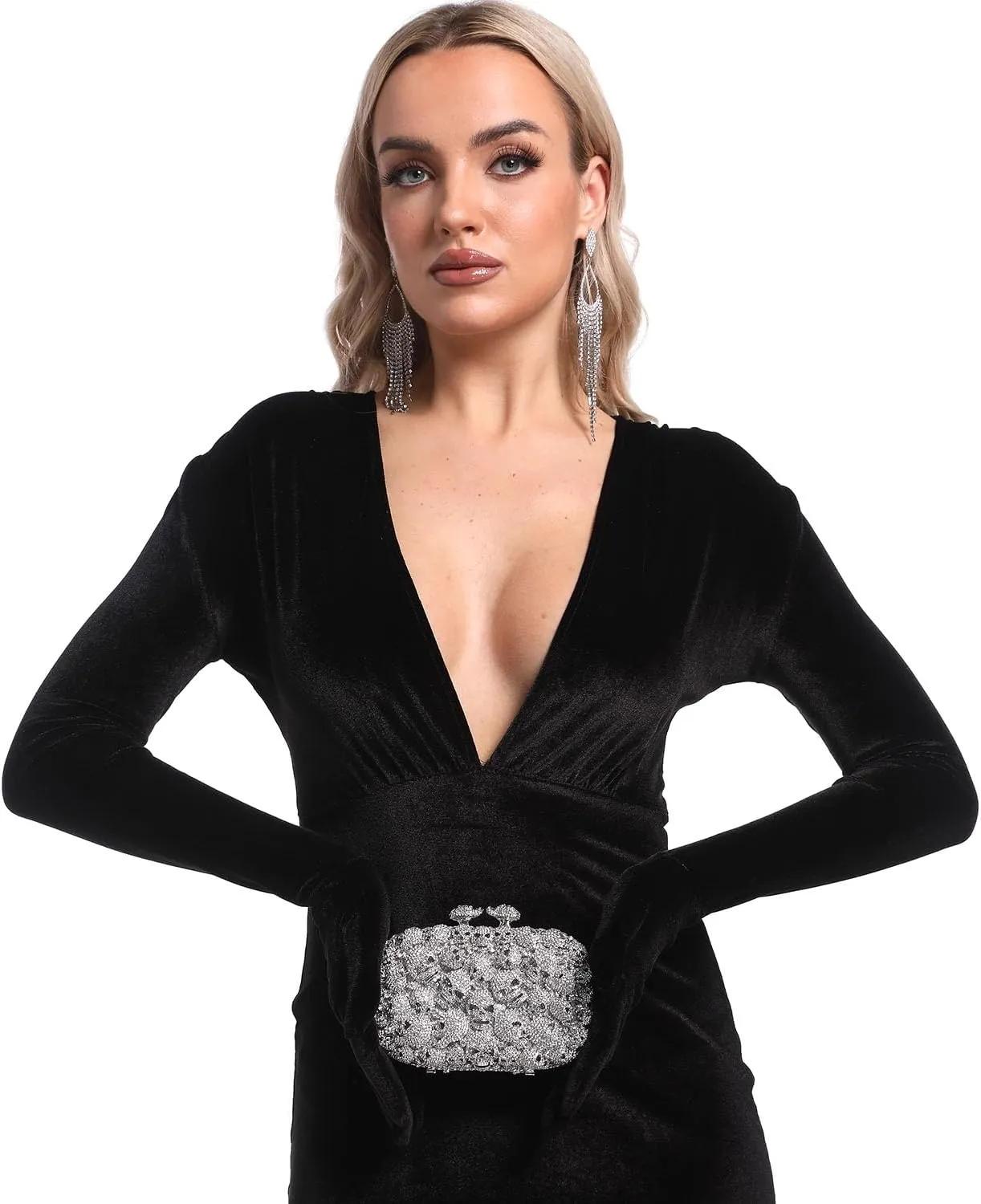 Boutique De FGG Skull Crystal Clutch Purse for Women Formal Rhinestone Clutch Evening Bag Halloween Minaudiere Handbag,Mini