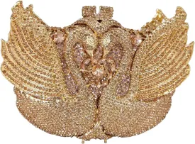 Boutique De FGG Swan Crystal Clutch for Women Evening Handbags Wedding Party Rhinestone Clutch Purse Animal Minaudiere,Mini