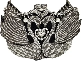 Boutique De FGG Swan Crystal Clutch for Women Evening Handbags Wedding Party Rhinestone Clutch Purse Animal Minaudiere,Mini