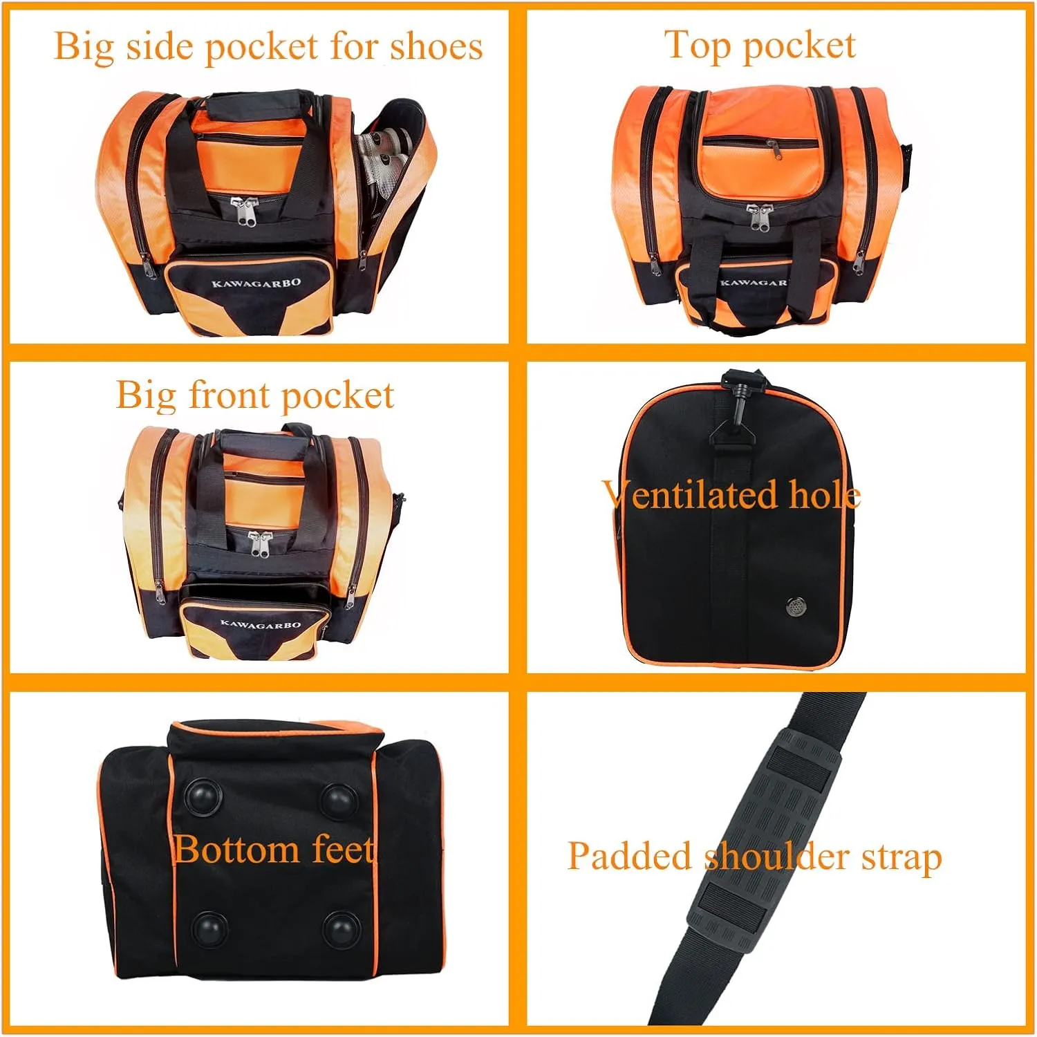 Bowling Bag for Single Ball - Single Ball Tote Bag with Padded Ball Holder - Fits a Single Pair of Bowling Shoes Up to Mens Size 14