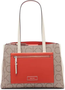 Calvin Klein Women's Hadley Tote Bag  2 in 1, Vegan Leather, 5 Pockets