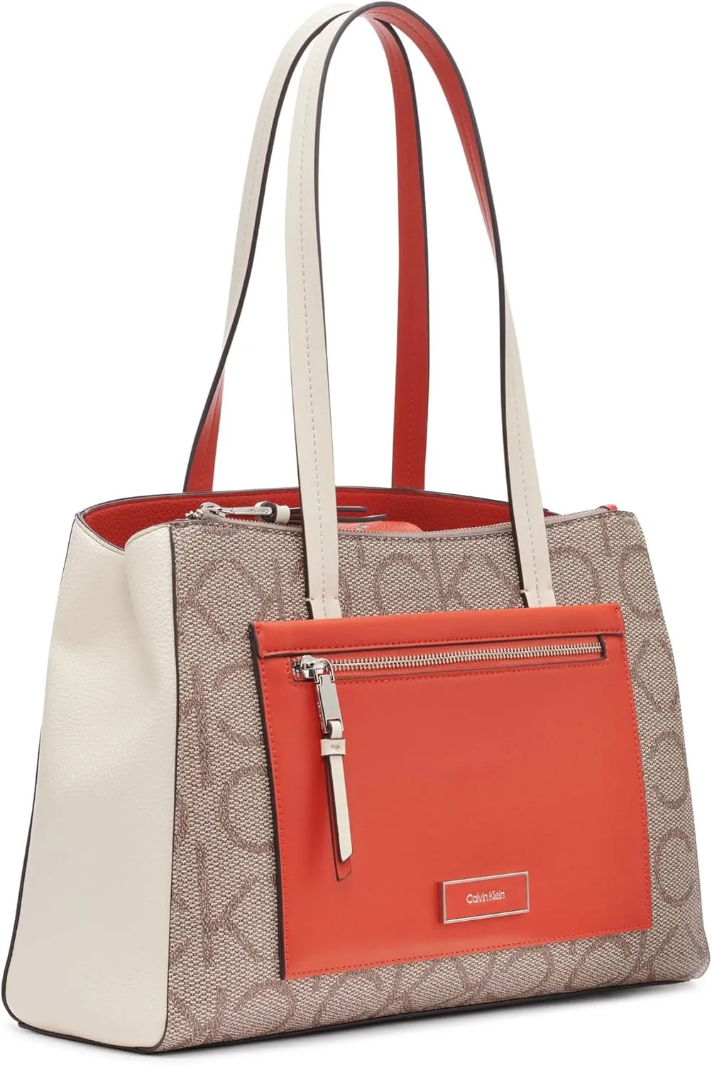 Calvin Klein Women's Hadley Tote Bag  2 in 1, Vegan Leather, 5 Pockets