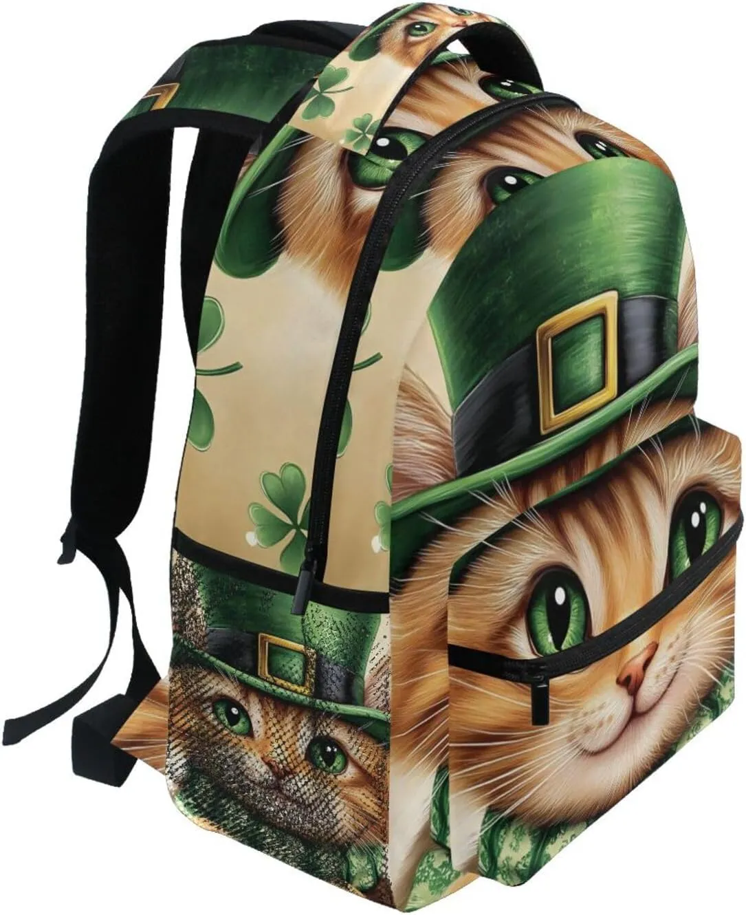 Cat Stpatricks Day Backpack for School Boys Girls Laptop Travel Backpack Book Bag Daypack 11.4 16 In S