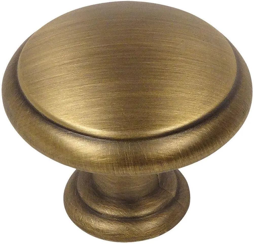Cosmas 10 Pack 5422BAB Brushed Antique Brass Cabinet Hardware Mushroom Knob