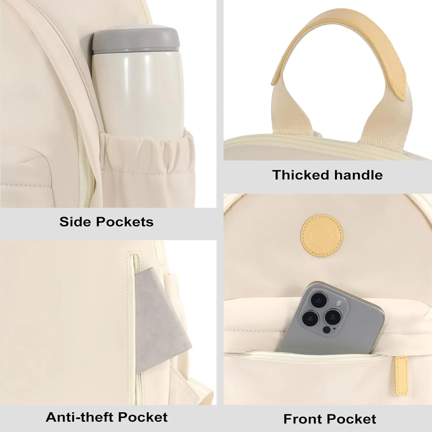 Cwatcun Camera Backpack Bag Small for WomenFashion DSLR Camera Bag Cute with Tripod Strap and Removable Padded Dividers Lightweight Photograhy Case for Canon/Nikon/Sony Cameras, Off-White