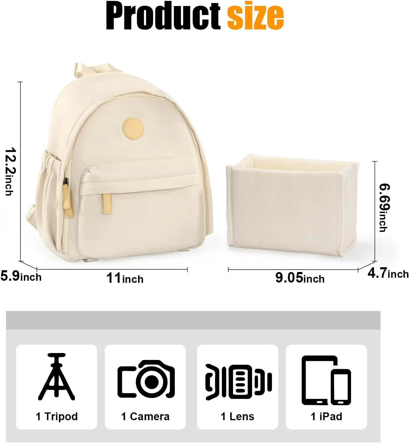 Cwatcun Camera Backpack Bag Small for WomenFashion DSLR Camera Bag Cute with Tripod Strap and Removable Padded Dividers Lightweight Photograhy Case for Canon/Nikon/Sony Cameras, Off-White