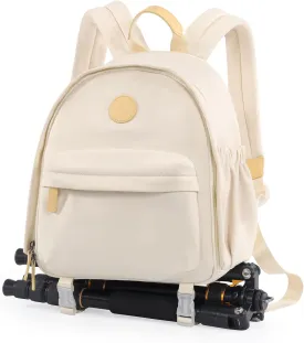 Cwatcun Camera Backpack Bag Small for WomenFashion DSLR Camera Bag Cute with Tripod Strap and Removable Padded Dividers Lightweight Photograhy Case for Canon/Nikon/Sony Cameras, Off-White