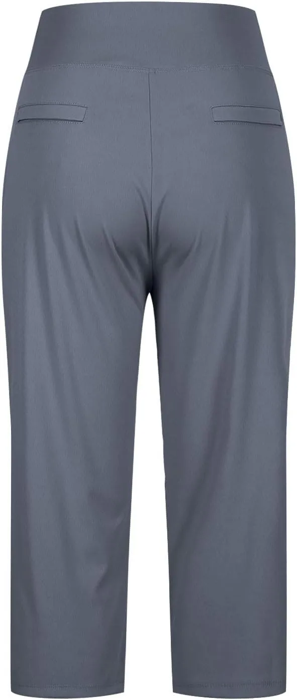 Dressy Capri Pants for Women Casual Work Business Capris High Waist Stretch Yoga Cropped Pant with Pocket