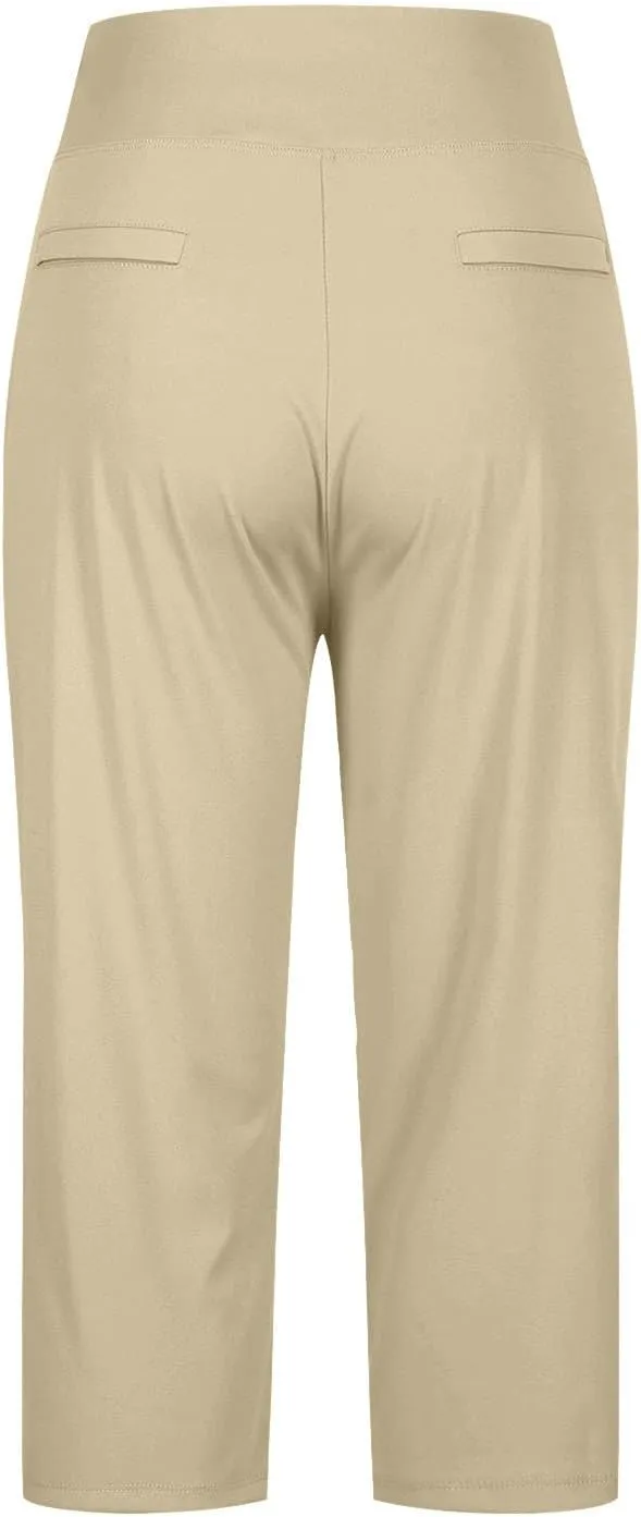 Dressy Capri Pants for Women Casual Work Business Capris High Waist Stretch Yoga Cropped Pant with Pocket