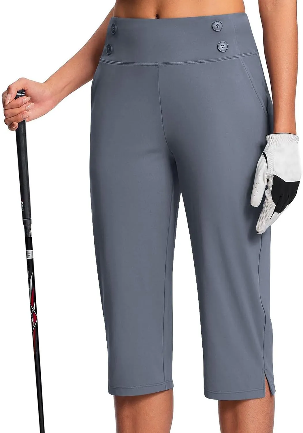 Dressy Capri Pants for Women Casual Work Business Capris High Waist Stretch Yoga Cropped Pant with Pocket