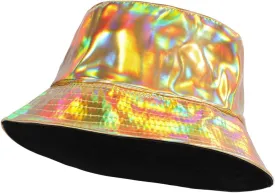 Eigso Unisex Fashionable Wild Camping Bucket Hat Sun Protection Flexible Fold Furry Metallic Finish