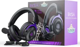 EKSA E900 Headset with Microphone for PC, PS4,PS5, Xbox - Detachable Noise Canceling Mic, 3D Surround Sound, Wired Headphone for Gaming, Computer, Laptop, 3.5MM Jack