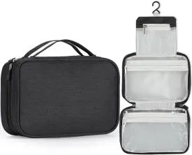 Etercycle Compact Travel Toiletry Bag for Women & Men, Waterproof Hanging Shower Organizer with Hook, Portable Foldable Wash Pouch for Bathroom/Shaving/Camping - Small-Size Space-Saving Design- Black