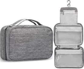Etercycle Toiletry Bag for Women Men, Waterproof Hanging Toiletry Bags for Traveling, Portable Foldable Travel Wash bag with Hanging Hook, Shaving Bag for Bathroom Shower- Gray