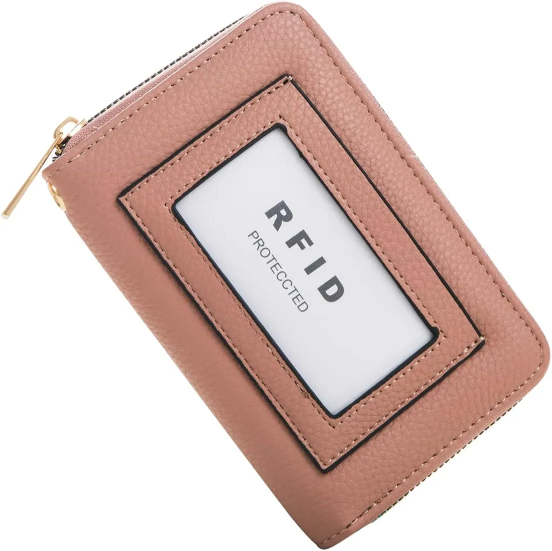 FACAI RFID Credit Card Holder for Women - Small Wallet Women with ID Window - Card Holder Wallet Mauve
