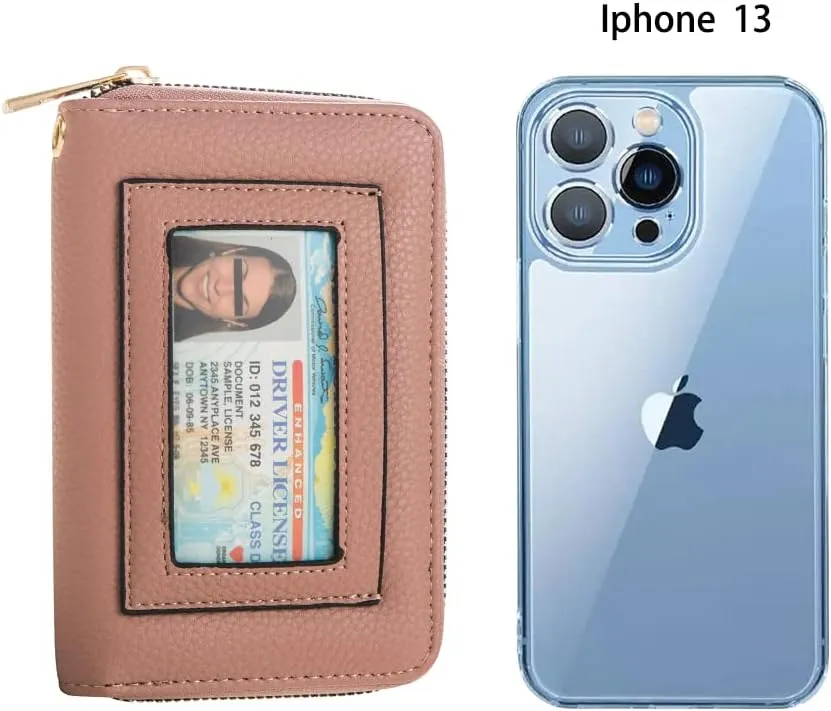 FACAI RFID Credit Card Holder for Women - Small Wallet Women with ID Window - Card Holder Wallet Mauve