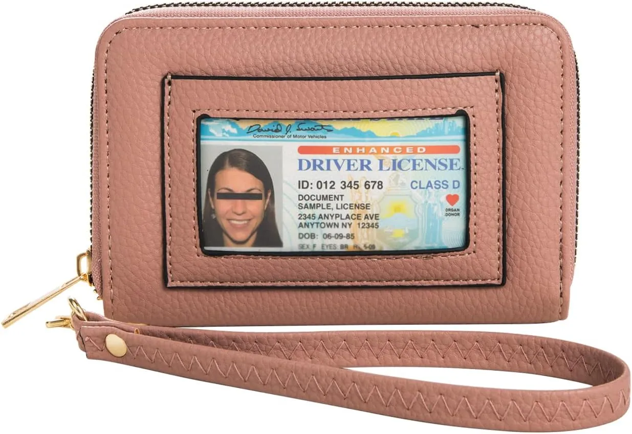 FACAI RFID Credit Card Holder for Women - Small Wallet Women with ID Window - Card Holder Wallet Mauve