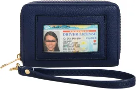 FACAI RFID Credit Card Holder for Women - Small Wallet Women with ID Window - Card Holder Wallet Navy