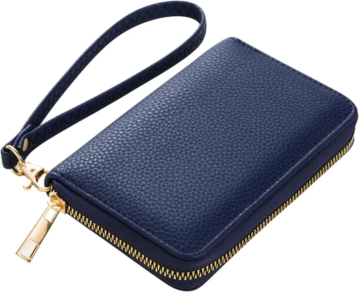 FACAI RFID Credit Card Holder for Women - Small Wallet Women with ID Window - Card Holder Wallet Navy
